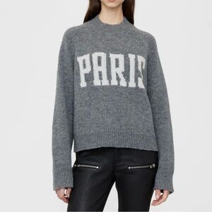 Anine Bing Kendrick University Paris Sweater gray Size XS